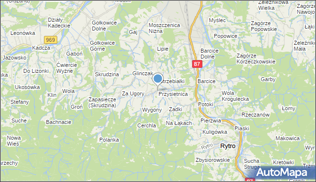 mapa Przysietnica, Przysietnica gmina Stary Sącz na mapie Targeo